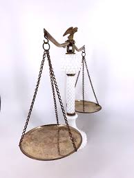Scales of Justice 16" Tall Hobnail Milk Glass Cast Bronze ...