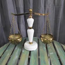 Vintage Ucagco Milkglass Milk Glass Scales With Brass Pails ...