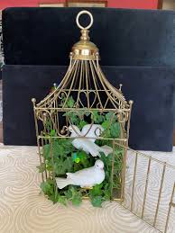 1970's HOMCO Brass Bird Cage W 2 White Doves Home Interiors, Cage W Curves, Hearts and Volutes, 7"l X 7"w X 16"h, Excellent VTG Cond., Used, - Etsy Australia