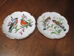 VTG SET OF TWO(2) 7 1/4" DIAMETER, GOLD TRIMMED PLATES: BLUE ...