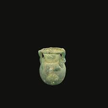 Roman Glass Cosmetic Jar (100-300 AD) with Intricate Applied Decorations