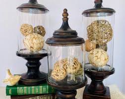 Set of 3 Wood & Glass Decorative Canisters / Apothecary Jars - Etsy