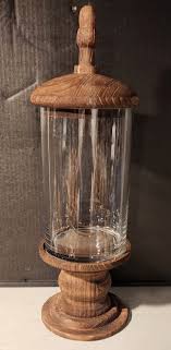 Glass Cylinder Container With Brown Base and Top. - Etsy India