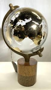 Sold at Auction: Hand Crafted Glass World Globe on wood Plinth