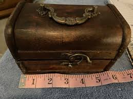 WOODEN TRINKET STORAGE BOX WITH METAL HARDWARE | eBay
