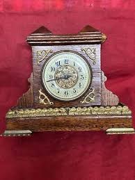 Antique Ornate wood With Brass Accents Shelf Clock | eBay