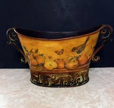 Vintage Large 2 Handle Decorated Metal Container | eBay