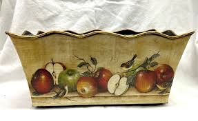 Vintage Look Fruit & Birds Rectangle Tin 10 1/2" Lx 5 3/4W 4 ...