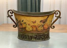 Lovely Old World Decorative Metal Planter/vase Tuscan Style ...