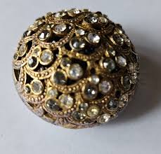 Vintage BSK Gold Tone Openwork Rhinestone Encrusted Pendant ...