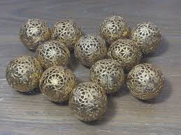 Vintage Gold Filigree Christmas Ornament Round Ball West ...