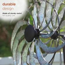 Reviews for Alpine Corporation 58 in. Tall Outdoor Galvanized Metal Dual Windmill Spinner Stake Yard Decoration, Silver | Pg 1 - The Home Depot