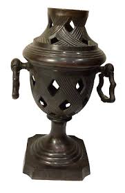 Vintage Bronze Brass pedestal Urn With Open Weave and Handles 10” | eBay