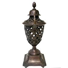 Vintage Bronze Open Weave Urn With Handles | Chairish