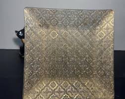 Georges Briard MCM Iberia 22K Gold Embossed Square Glass ...