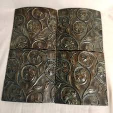 Wall Decor | 3d Bronze Sage Green Floral Metal Wall Art 4pc ...