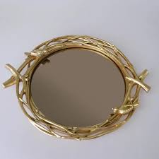 Gold Mirrored Tray: Bird and Branch Resin Decor (16x13 In ...