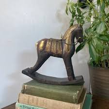 Wood and Brass Rocking Horse Figure - Etsy