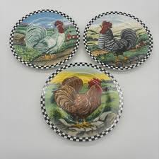 Vintage Rooster Plate Rack And 3 Porcelain country Farm Rooster Plates | eBay