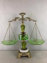 Sold at Auction: 1974 Loevsky & Loevsky White Metal Castings Ornate Scale with Green Dishes