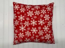 Large Snowflakes on Red Flannel/16" X 16"/ 18" X 18"/ Pillow ...