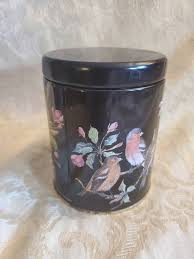Made in England, Bird and Pink Flower Black , Cylindrical Decorative Shabby Chic Tin, Home Decor Storage Box - Etsy