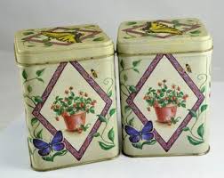 Tea Tins Matching Pair - Garden Butterfly Theme - Biscuit ...