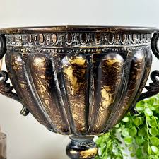 Urn Planter Large Antique Bronze Metal Rustic Indoor Plant ...