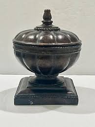 Unbranded Round Urn Shape Jewelry/Trinket Box w/Lid Brown Pedestal 5.75"h | eBay