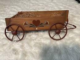 Wagon Home Decor Wood w/ Metal Frame and Wheels. Slanted for ...