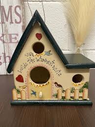 Vintage Wooden Hand Painted Bird Box “love Builds the ...