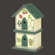 Attractive Birdhouse Green/Yellow Handpainted Pine 18"H ...