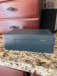 Vintage Jewelry Box With Key ~ Navy Blue Exterior and Navy ...