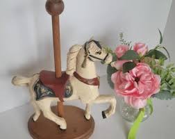 Vintage 1986 Handpainted Carousel Horse With Wooden Base and ...