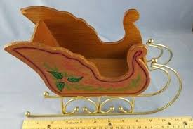 Wooden MERRY CHRISTMAS SLEIGH Metal Runners Decorative Painting Both Sides | eBay