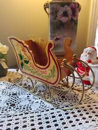 Vintage Santa Claus Planter and Wooden MERRY CHRISTMAS SLEIGH Metal Runners Decorative Painting Both Sides - Etsy