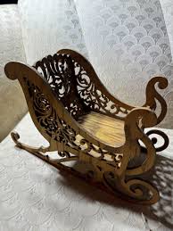 German Laser Wood Carved Holiday Sled Decor - 7.75" Tall | eBay