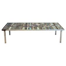 Gorgeous Pia Manu Slate and Ceramic Mosaic Artwork Coffee Table, Belgium For Sale at 1stDibs