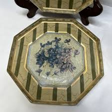 ARCOROC FRANCE Hand Painted Floral Clear Octagon 8.25” | eBay