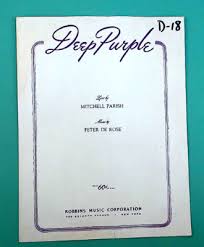VINTAGE SHEET MUSIC - DEEP PURPLE by PETER DE ROSE ©1934 & 1939 | eBay
