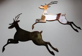 Santa Sleigh & Reindeer - Christmas Décor - Metal Wall Art ...