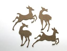 4 Reindeer Die Cuts - Bare Chipboard Leaping & Standing Deer ...