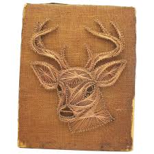 Vintage Deer Head Outlined with Copper Wire Folk Art 1940-60s Vintage . For Sale at Ruby Lane