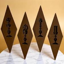 Vintage Set of 4 Burwood Diamond Shaped Chess Piece Wall ...