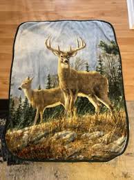 James Hartman Fleece Throw Blanket - Deer Buck and Doe ...