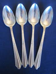 SET 4 TEA SPOONS! Vintage CAROLINE silverplate: CSI1 pattern ...