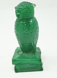 Glass Degenhart Owl Jade Opal Forest Green Marble Slag | eBay