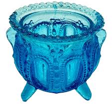 Clear Blue Glass Mini 3 Footed Bowl Trinket Dish and Bubble ...