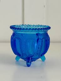 Vintage Degenhart Blue Glass Gypsy Pot: Toothpick Holder ...