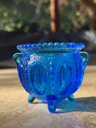 Vintage Degenhart Blue Glass Toothpick or Match Holder ...